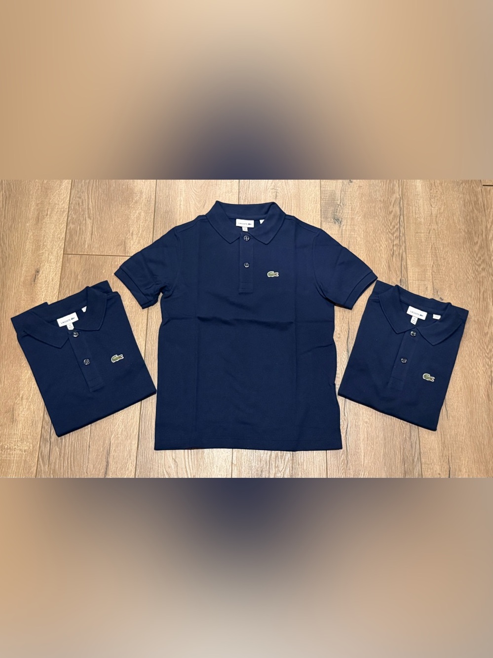 Lacoste Navy Polo Shirt - Classic Short Sleeve-New -
size 10- set of 3